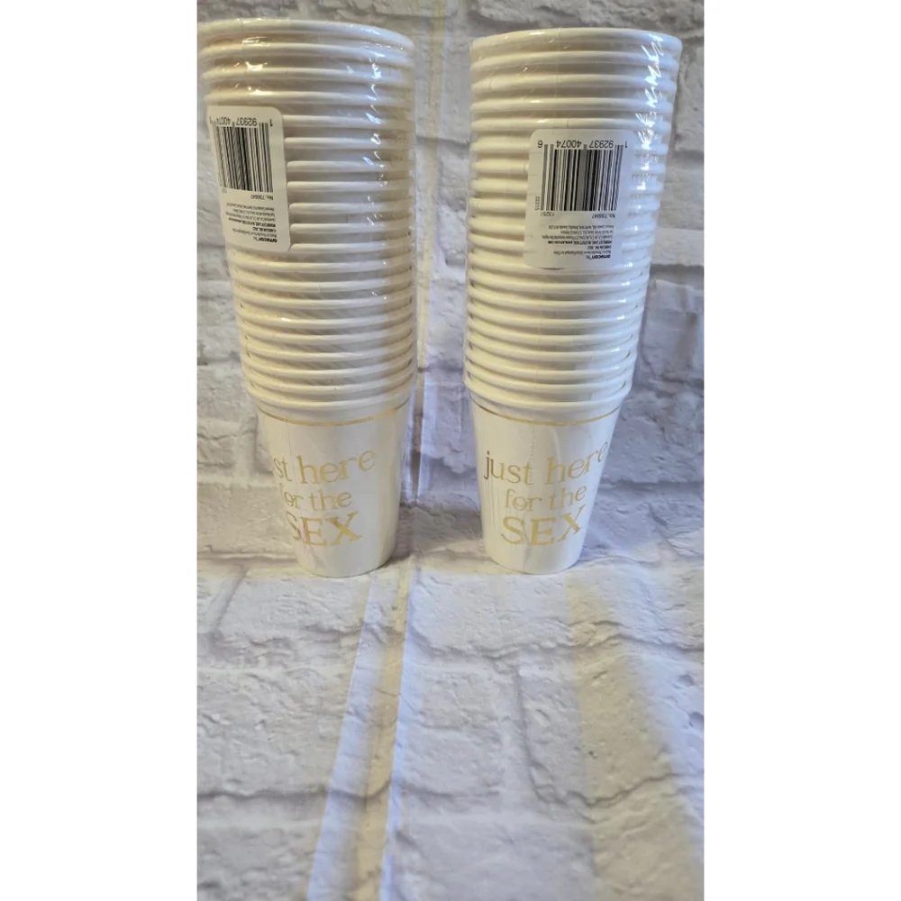 Gold and White Gender Reveal  Party Cups Just Here For The Sex